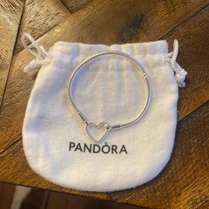 Selling size 7 I believe. Original Pandora bracelet made in sterling silver.